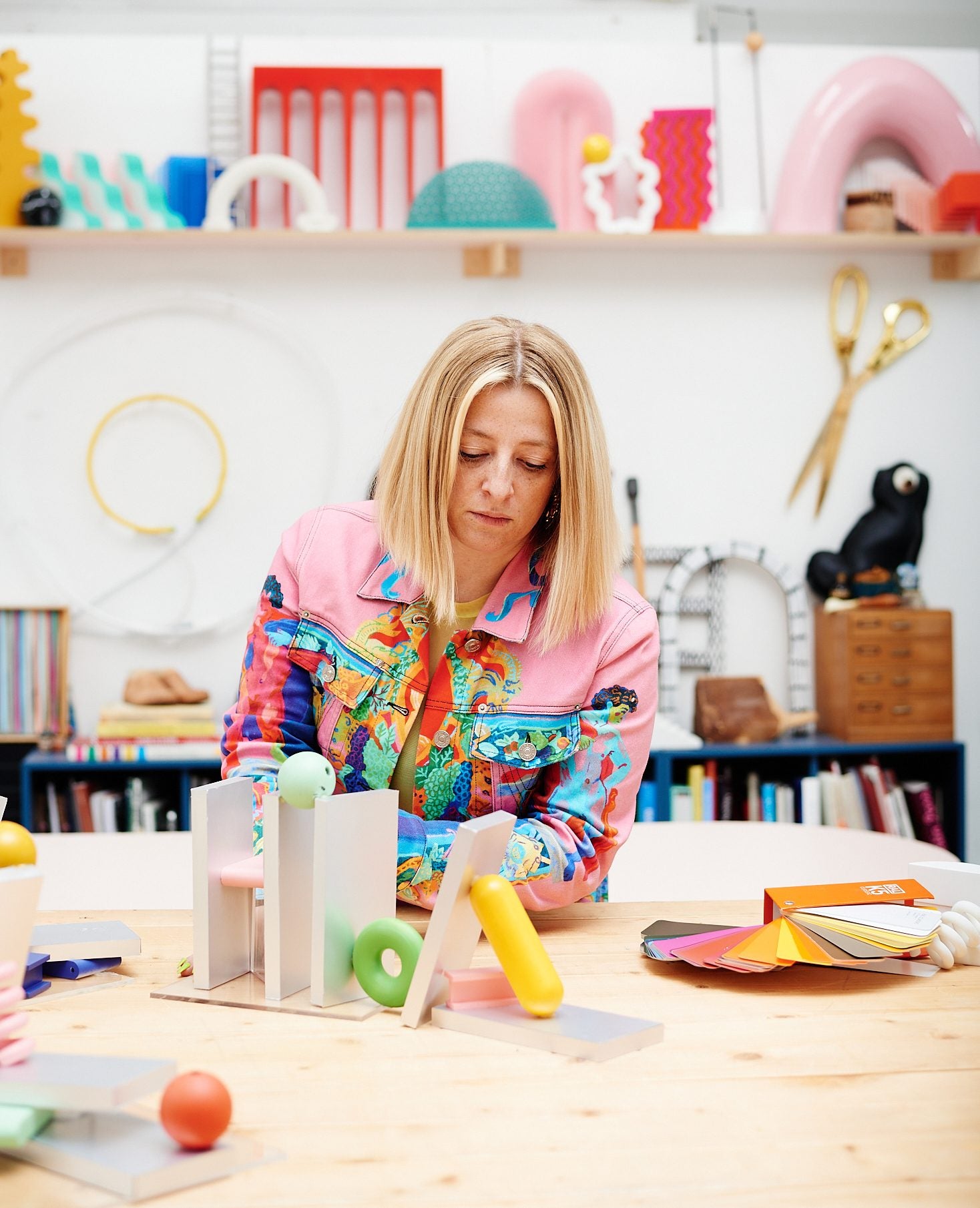 Anna Lomax in her London studio, working on sculptural objects